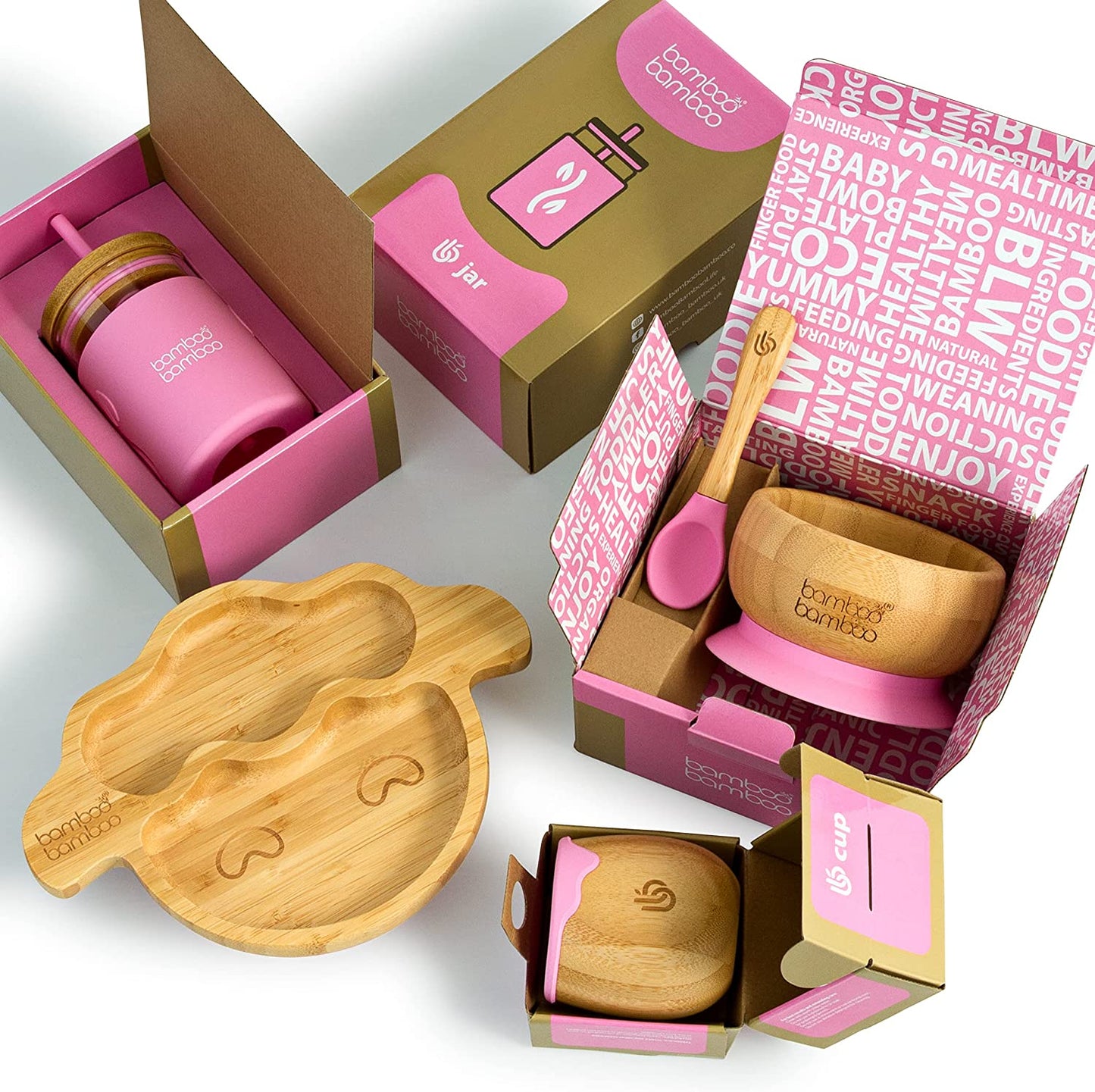 bamboo bamboo Placa de Bambu para Bebês – Crianças e Crianças com Ventosa para Bebês | Não Tóxico | Legal ao toque | Ideal para Baby-Led Weaning (Cordeiro, Rosa)