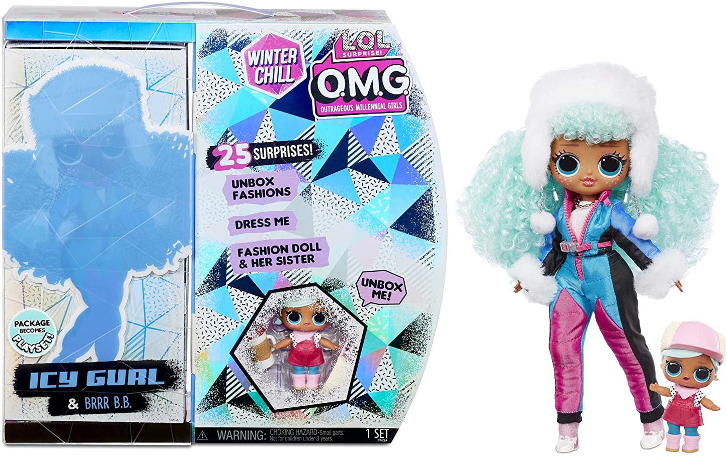 L.O.L. Surprise! O.M.G. Winter Chill ICY Gurl Fashion Doll & Brrr B.B. Doll with 25 Surprises
