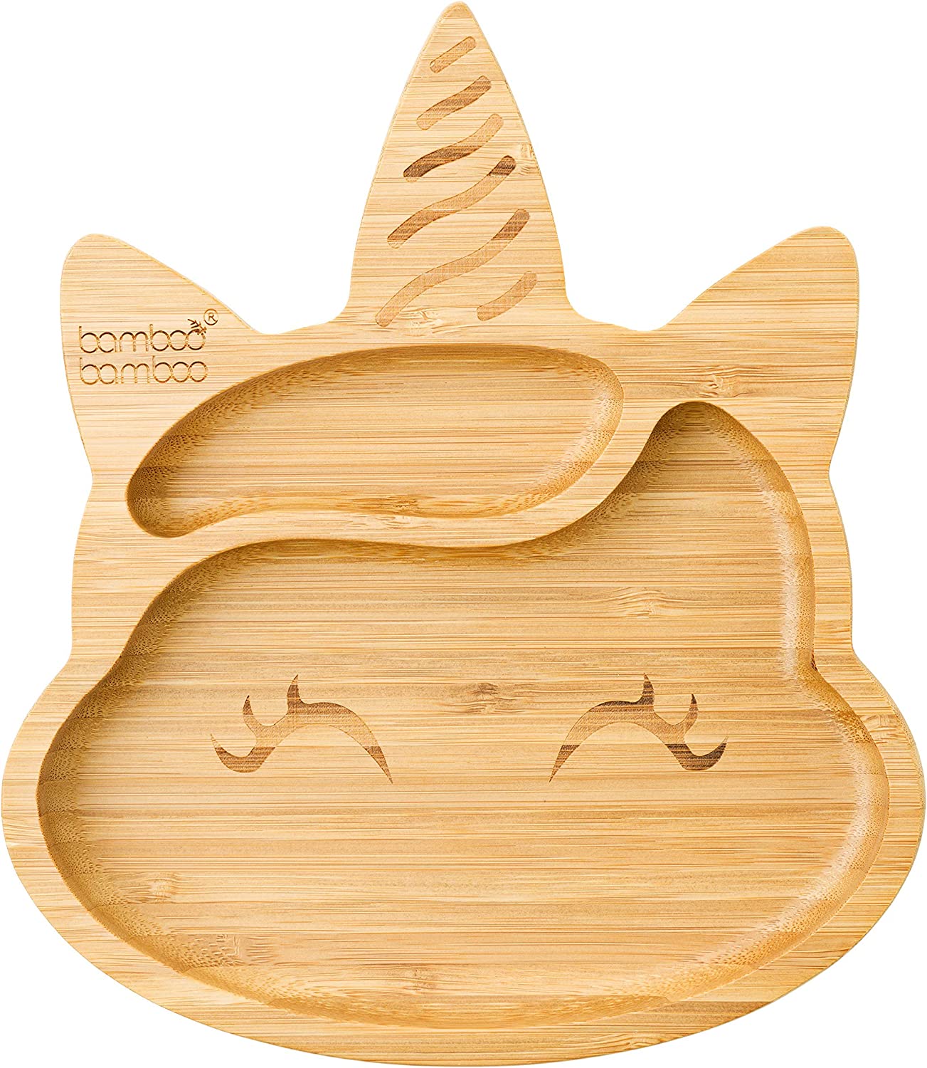 bamboo bamboo Prato de bebê para crianças e prato de bambu com ventosa para bebês e crianças pequenas, ideal para desmame conduzido por bebês (unicórnio lilás)