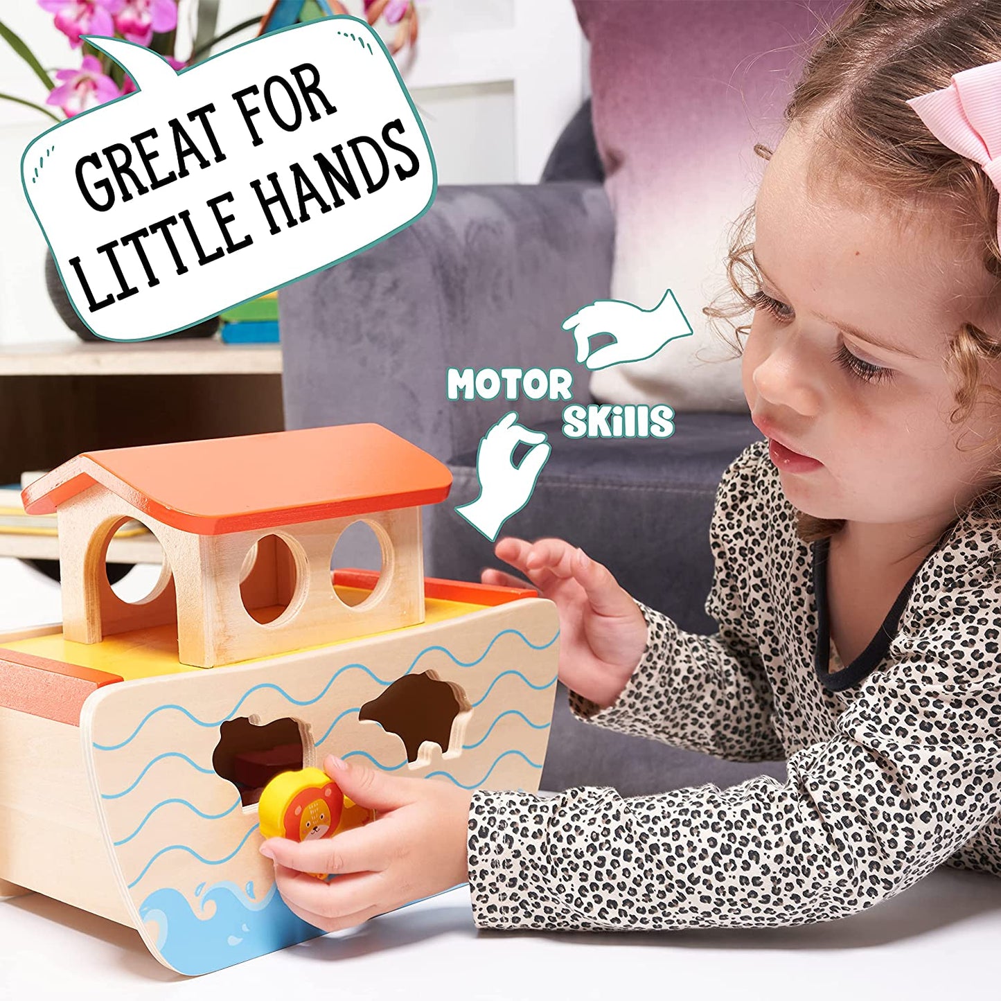 Jacques of London - Conjunto de brinquedos de madeira arca de Noé