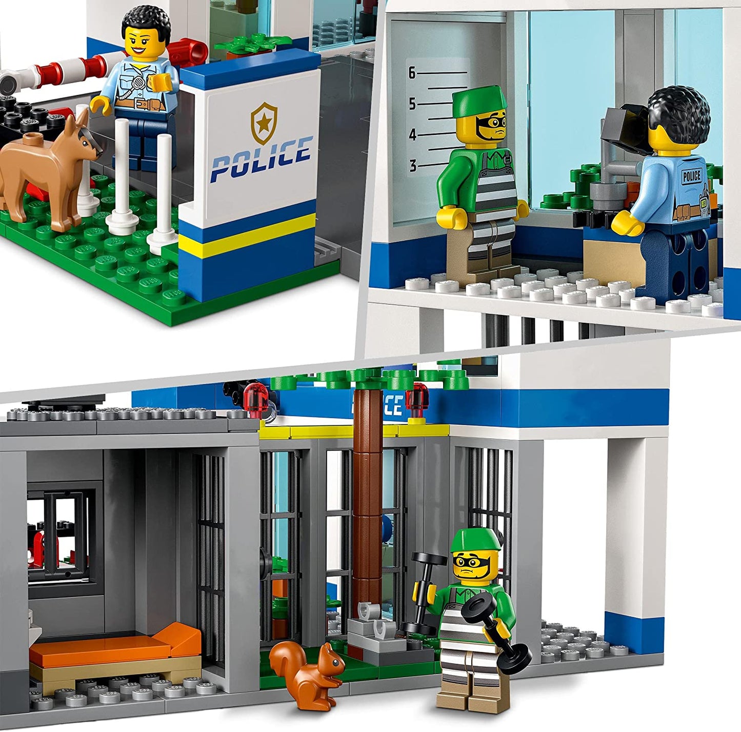 LEGO 60316 City - Delegacia de Polícia com Van, Caminhão de Lixo e Helicóptero