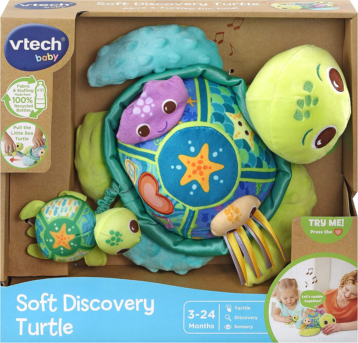 VTech - Tartaruga de Descoberta Sensorial com Luzes e Música (3 a 24 meses) - Verde
