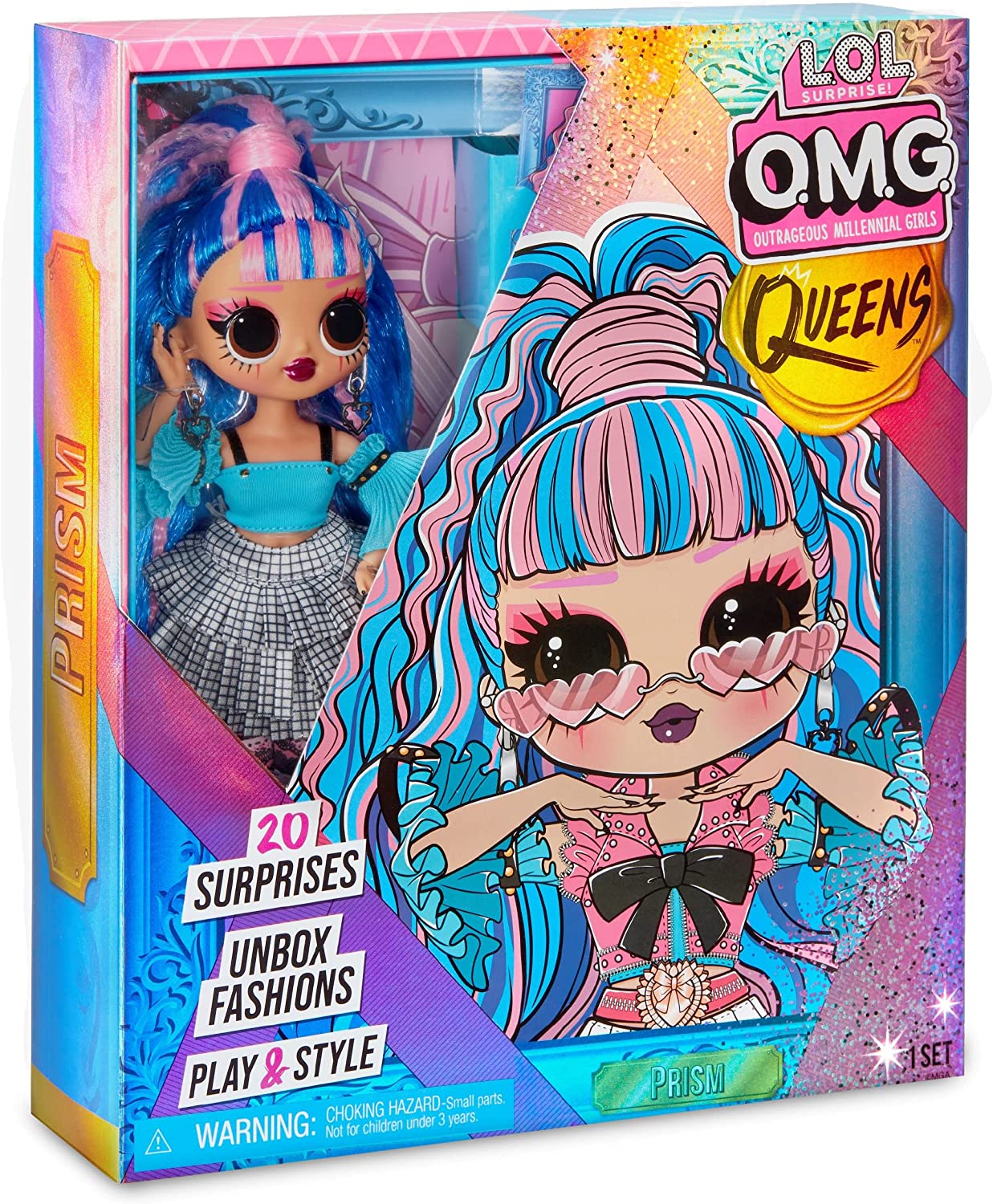 L.O.L. Surprise! 579915EUC LOL OMG Queens Fashion Doll-Prism-with 20 Surprises