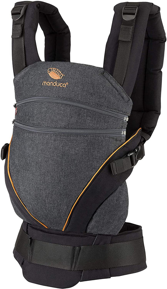 Manduca XT Mochila Porta Bebé > Todo en Uno < Mochila Porta Bebé con Asiento Ajustable, Recién Nacido a Niño Pequeño, 3 Posiciones (Frente, Cadera y Espalda), No Requiere Inserto Infantil, Algodón Orgánico (XT Cotton/denimblack-Toffee)