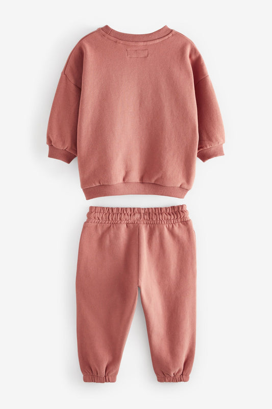 |BabyBoy| Conjunto de Moletom e Calça Oversized Cor-de-Rosa (3meses-7anos)