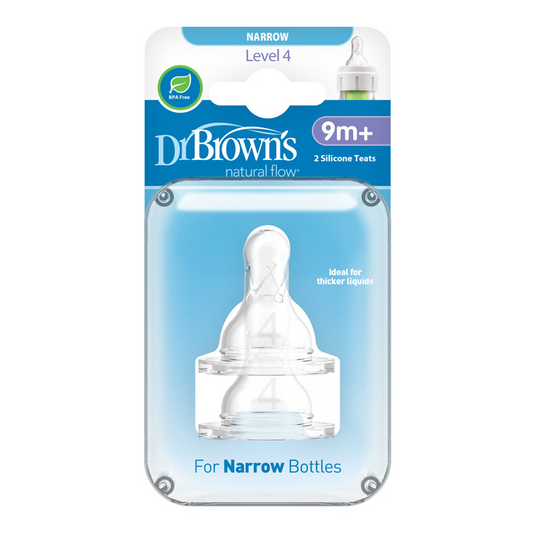 Dr Brown's Natural Flow® Options+™ Tetina de flujo estrecho de nivel 4, paquete de 2