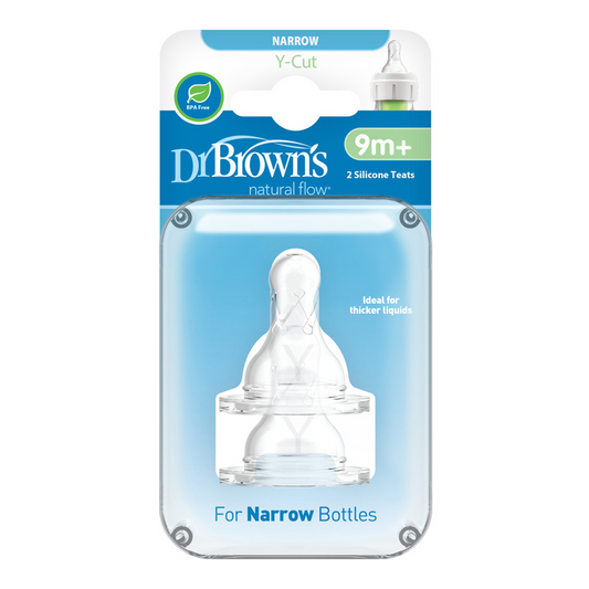 Dr Brown's Natural Flow® Options+™ Tetina de flujo con corte en Y estrecho, paquete de 2