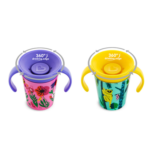 Munchkin - Taza Miracle 360 - Abeja Lemur 177ml - Paquete de 2