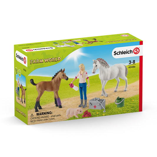 Schleich - Veterinário visitando égua e potro