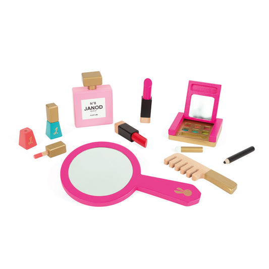 Janod Little Miss Vanity Case 10pc - Estuche de maquillaje de madera