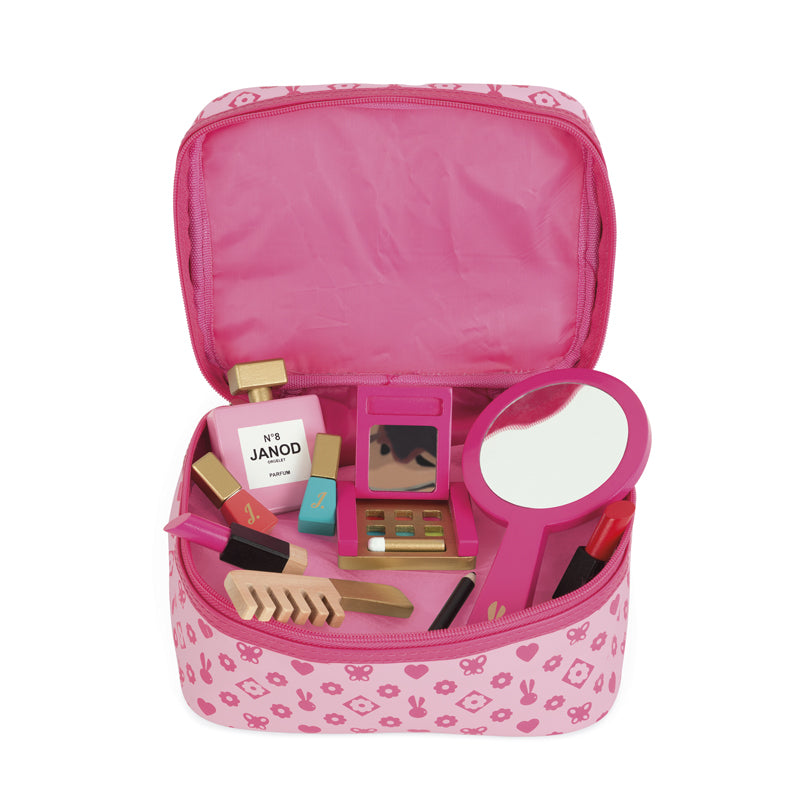 Janod Little Miss Vanity Case 10pc - Estojo de maquiagem em madeira