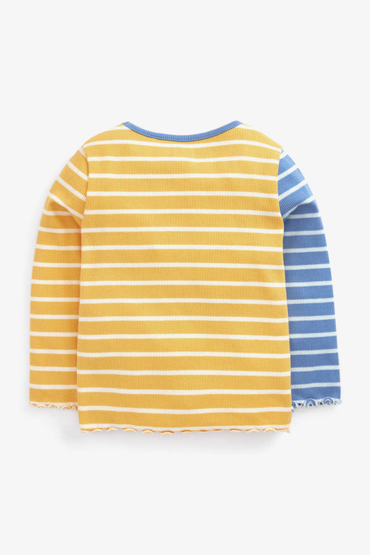 |Niña| Camisa a rayas con diseño acanalado - Colorido (3 meses-8 años)