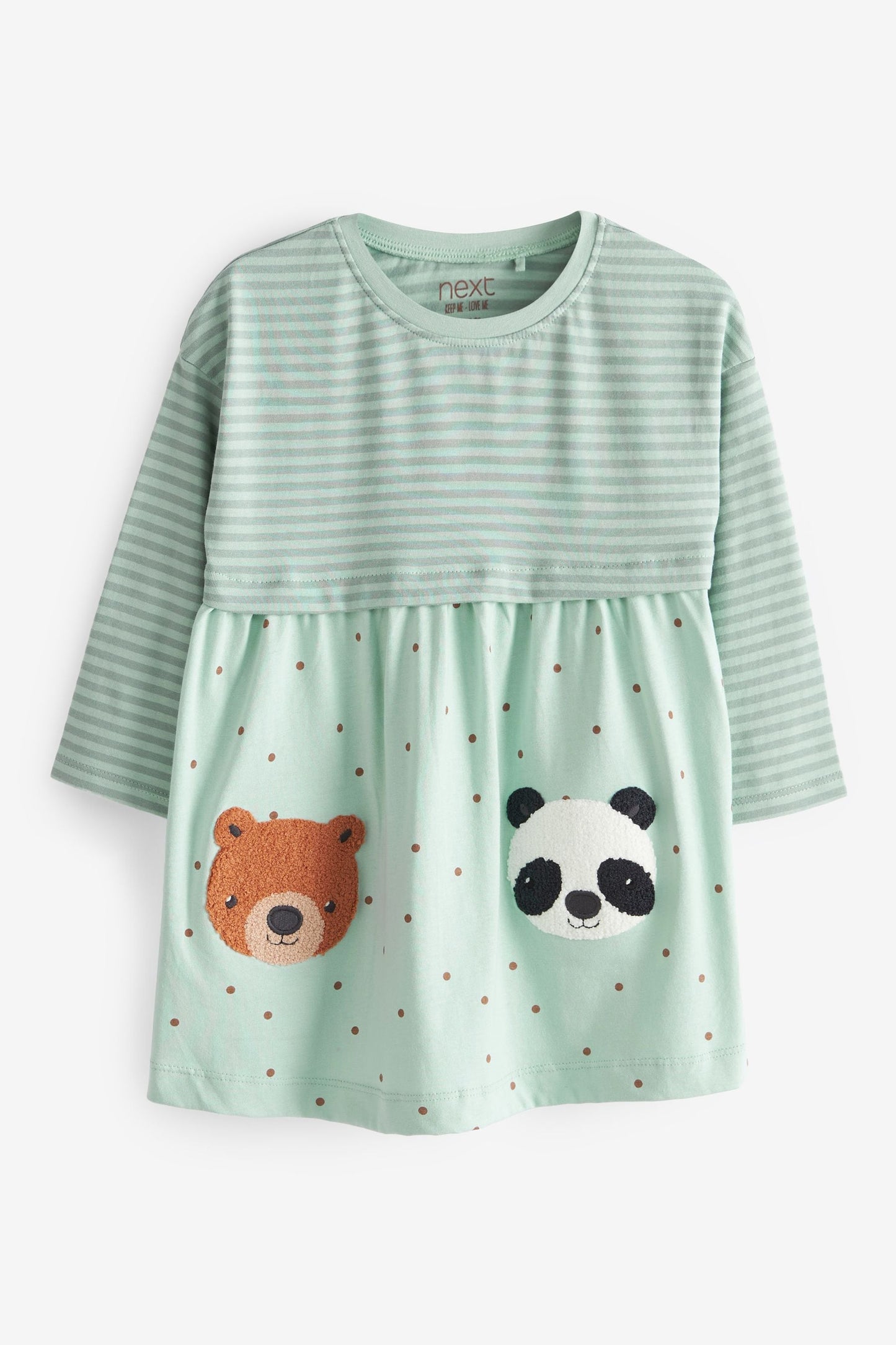 |BabyGirl| Vestido Manga Longa Urso - Verde (3meses-7anos)