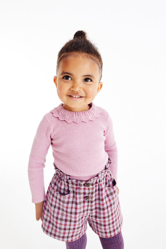 |Niña| Conjunto de pantalón corto y mallas - Berry Red (3 meses-7 años)