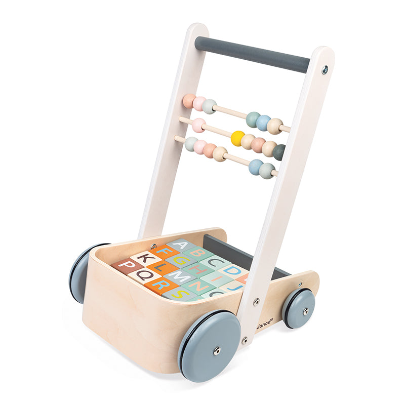 Janod Sweet Cocoon Carrinho com Blocos ABC - Brinquedo de madeira
