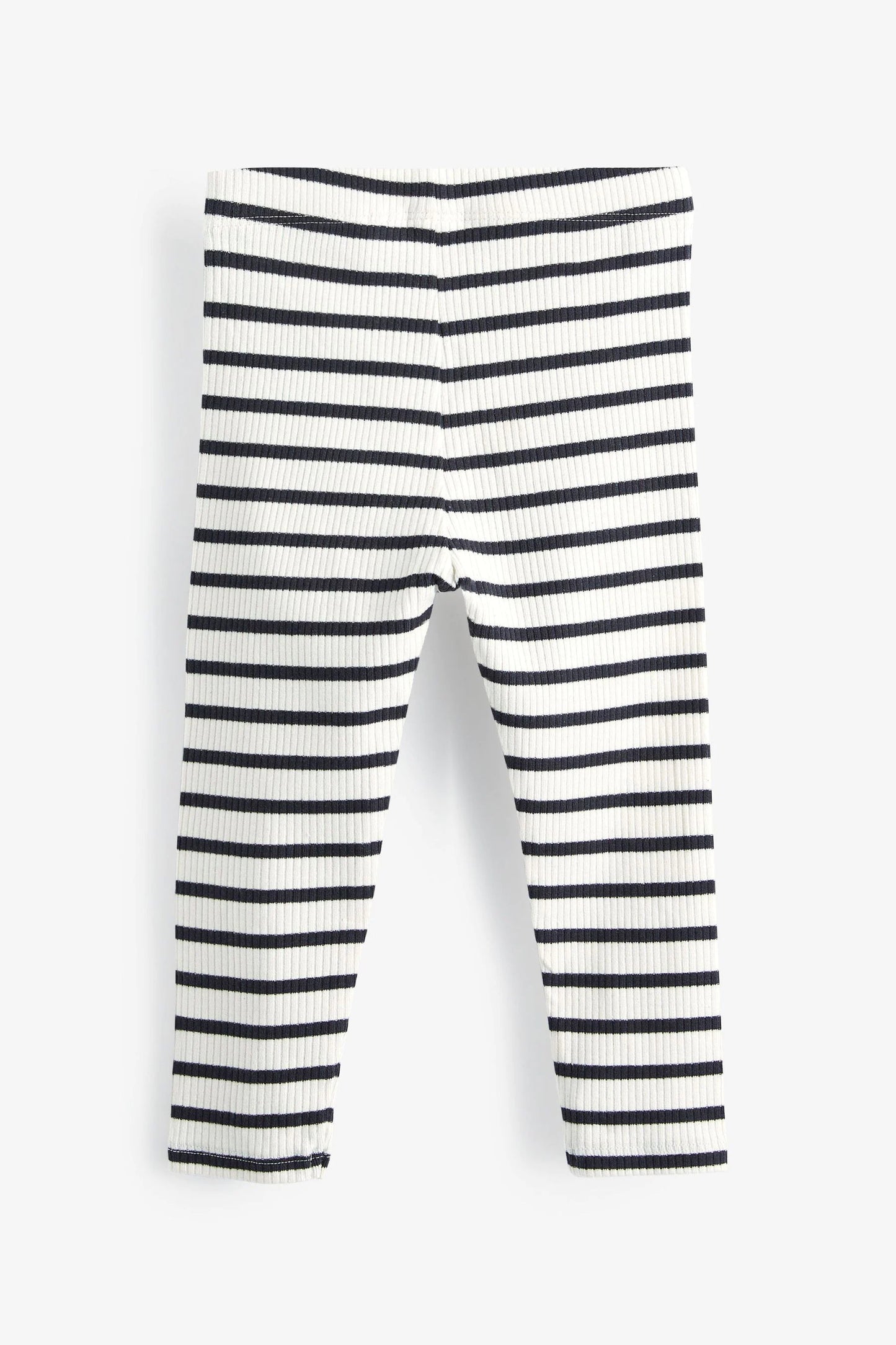 |BabyGirl| Legging Rib Jersey Listrada - Preto/Branco (3meses-7anos)