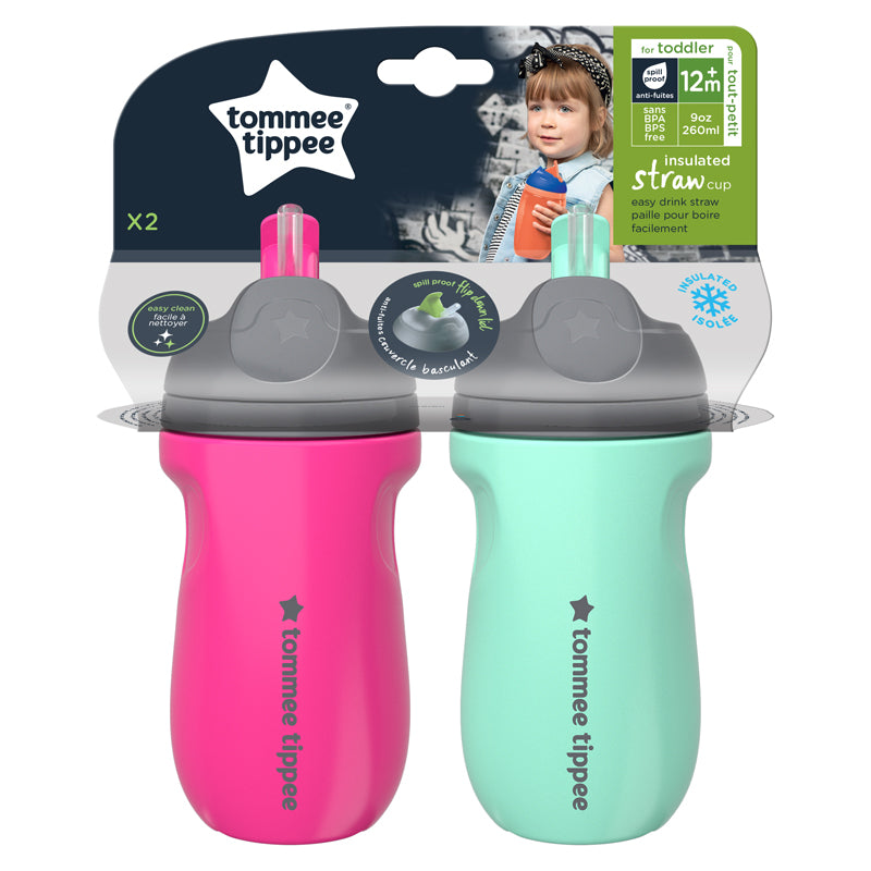 Tommee Tippee garrafa com canudo 12m+ 2Pk