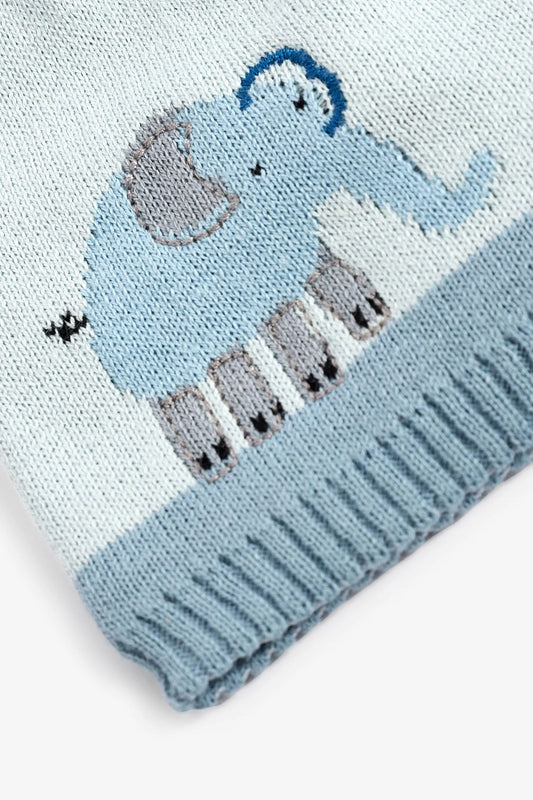 |BabyBoy| Touca pom pom de Malha / Elefante Azul - (0meses-2anos)