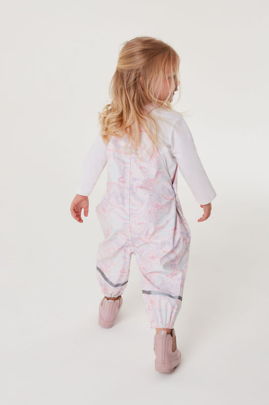|Niña| Mono impermeable con estampado de mármol - Rosa (3 meses-7 años)