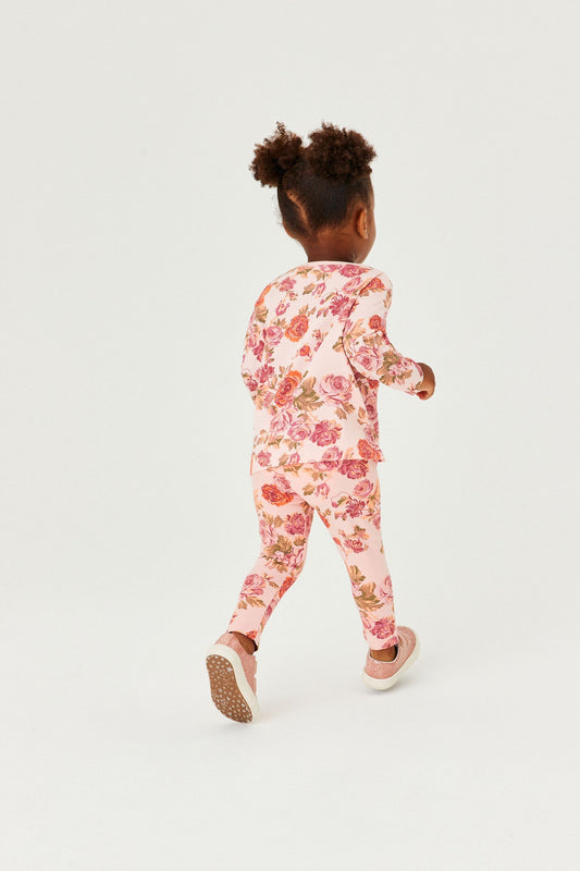 |Niña| Camiseta de manga larga con estampado floral - Rosa/Crema (3 meses-7 años)