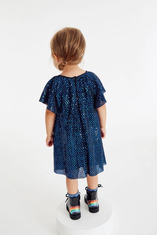 |Niña| Vestido con mangas Angel Glitter - Azul - (3 meses-8 años)