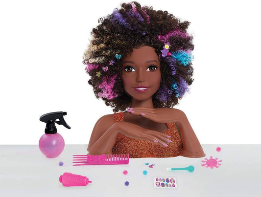 Barbie - Cabeça de estilo de cabelo afro Barbie Sparkle Deluxe Anne Claire Baby Store