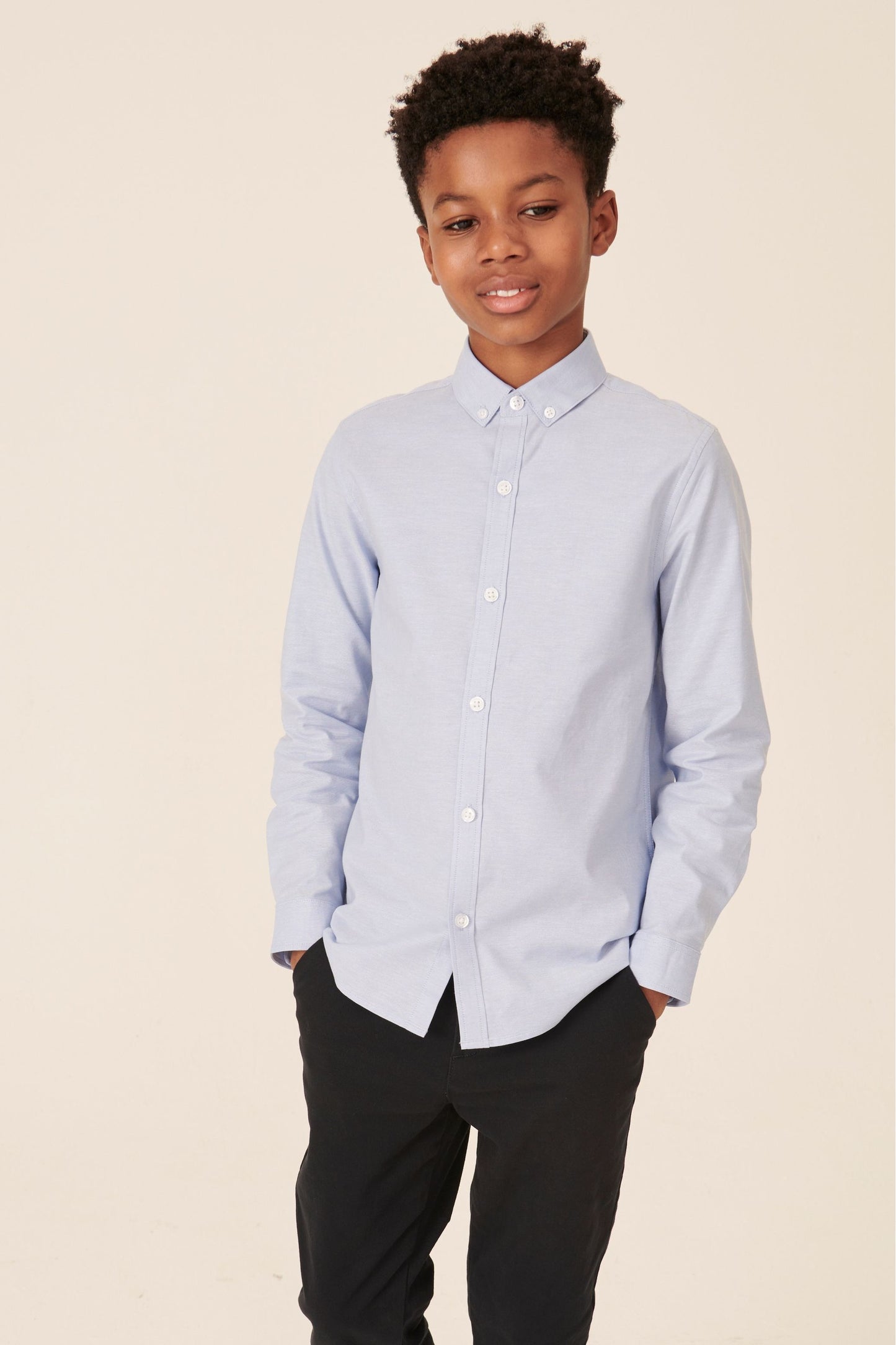 |BigBoy| Próxima Camisa Oxford-Blue Plain(3-16 anos)