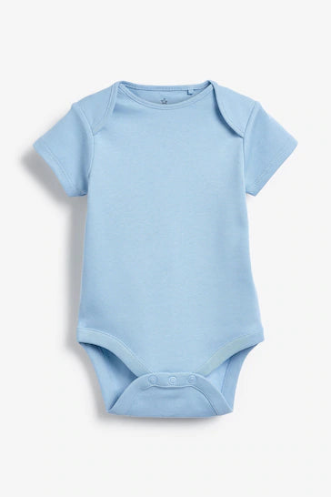 |BabyBoy| Conjunto de 5 Macacões de Manga curta Para Bebês-Blue/White