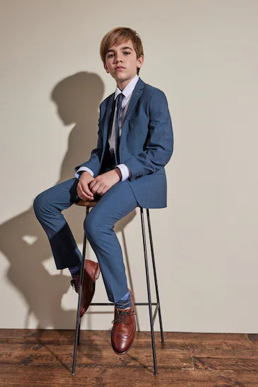 |Niño| Traje azul Remium en mezcla de lana: pantalón (12 meses a 16 años)