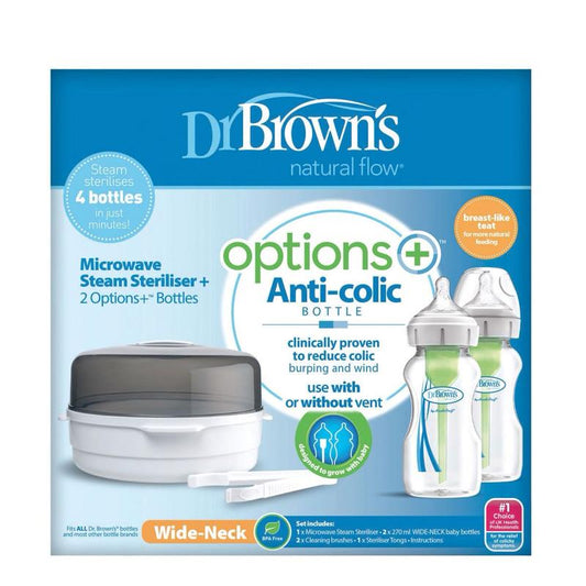 Dr Brown's Options Esterilizador de microondas + 2x de 270ml Anne Claire Baby Store