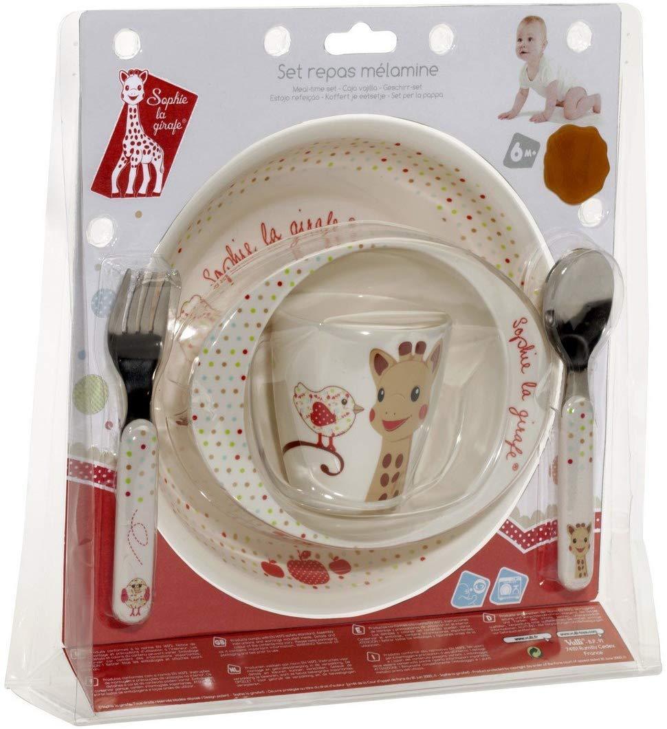 Girafa Sophie - Conjunto de Tigela, Prato, Copo, Garfo e Colher Anne Claire Baby Store Meal-Time Set - "Kiwi"
