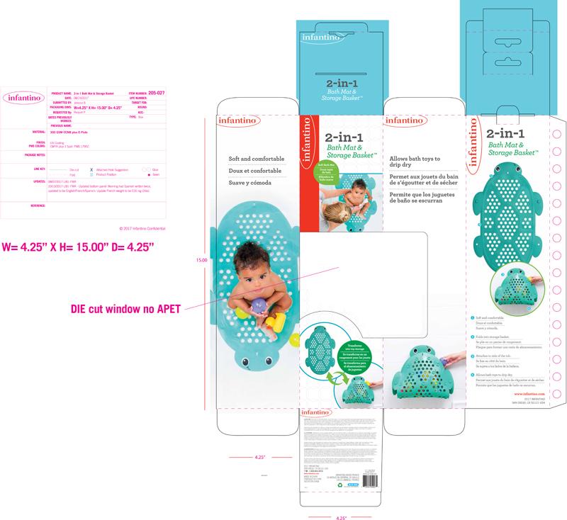 Infantino 2-em-1 tapete de banho e cesta de armazenamento de brinquedos de banho. Anne Claire Baby Store