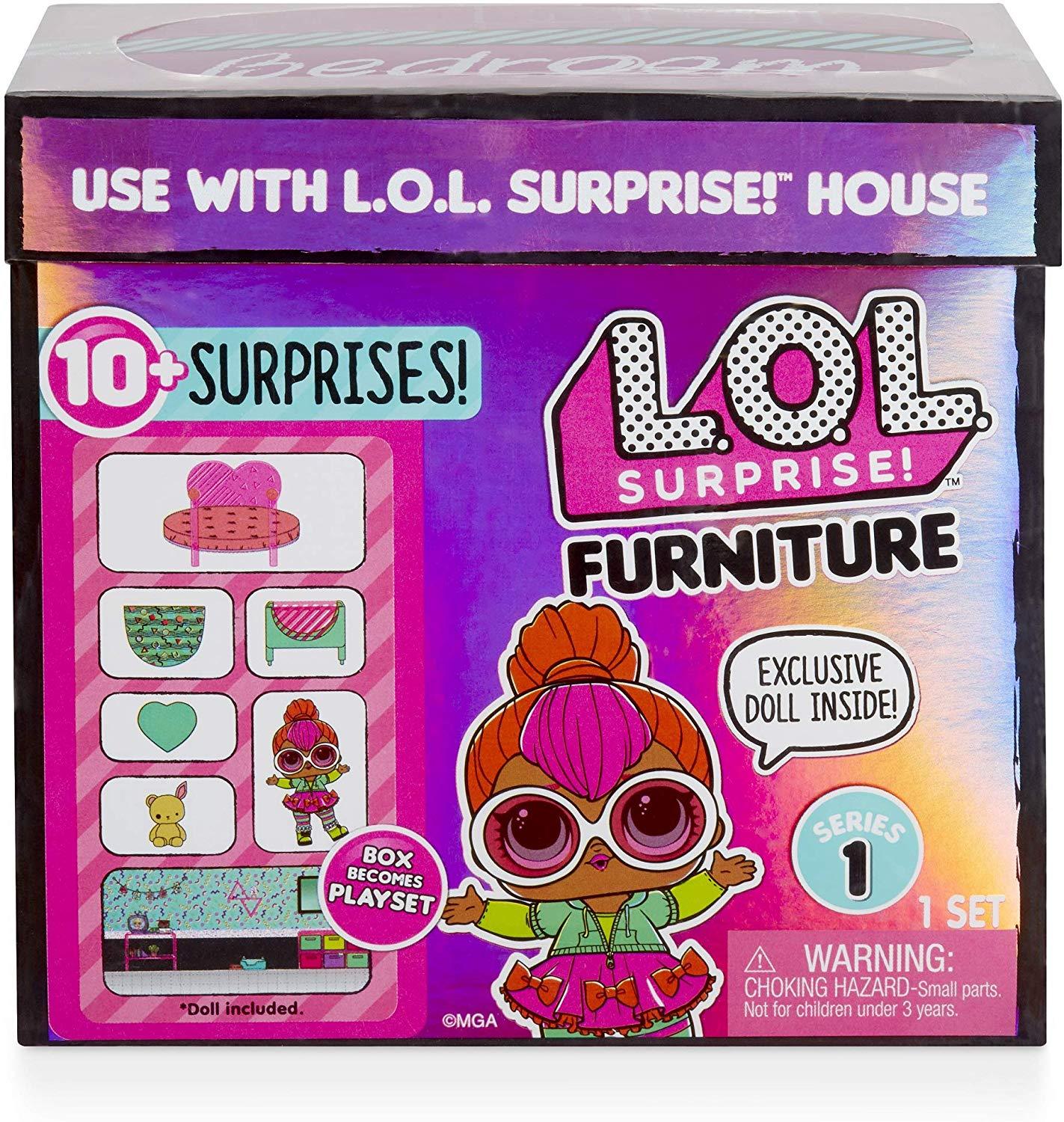 L.O.L Surprise! Furniture Bedroom with Neon 10+ Surprises, Multi Anne Claire Baby Store