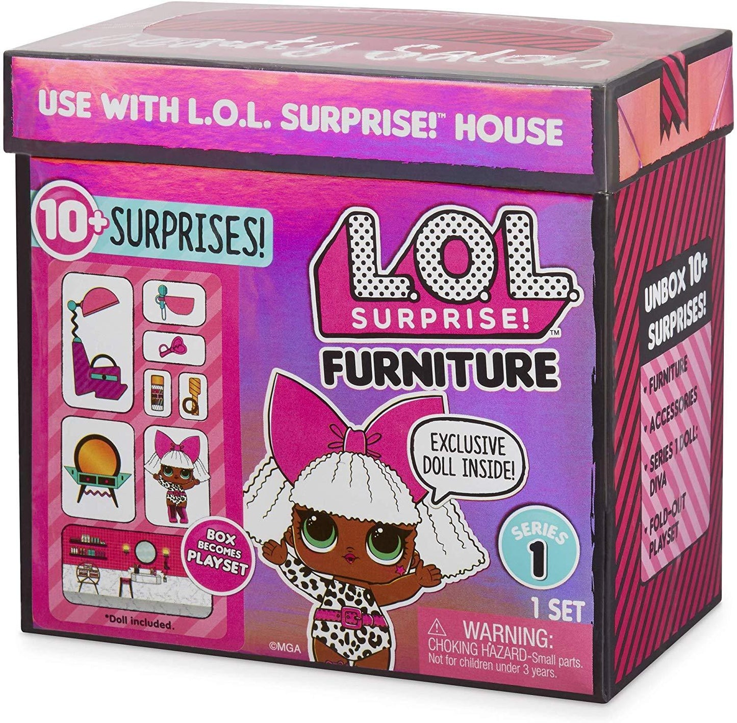 L.O.L Surprise! Furniture Salon with Diva & 10+ Surprises, Multi Anne Claire Baby Store