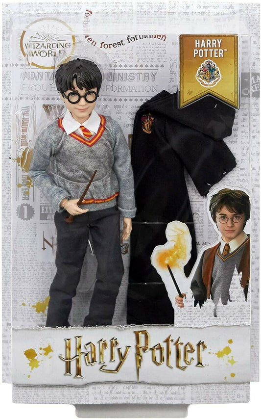 Harry Potter con uniforme de Hogwarts/bata y varita - Tamaño 27 cm
