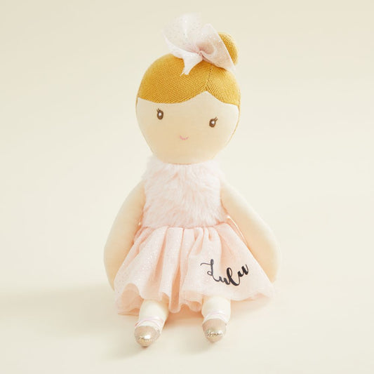 Boneca bailarina personalizada em vestido rosa pálido