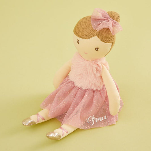 Boneca bailarina personalizada em vestido rosa escuro