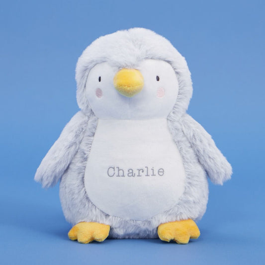 Brinquedo macio de pinguim cinza personalizado