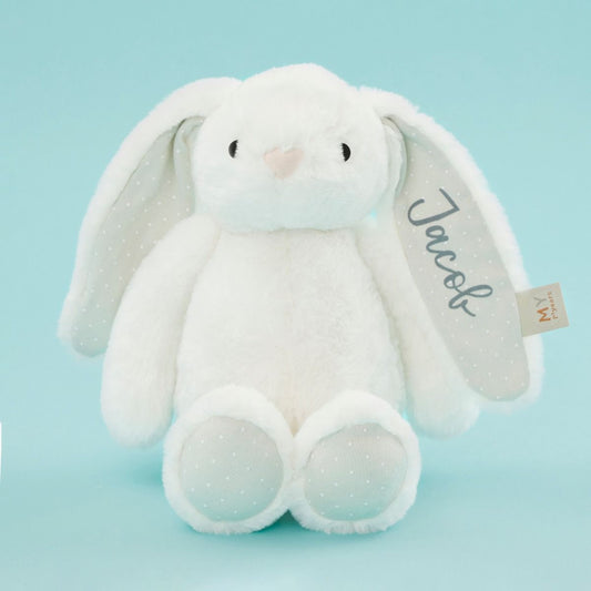 Brinquedo macio de coelhinho branco personalizado