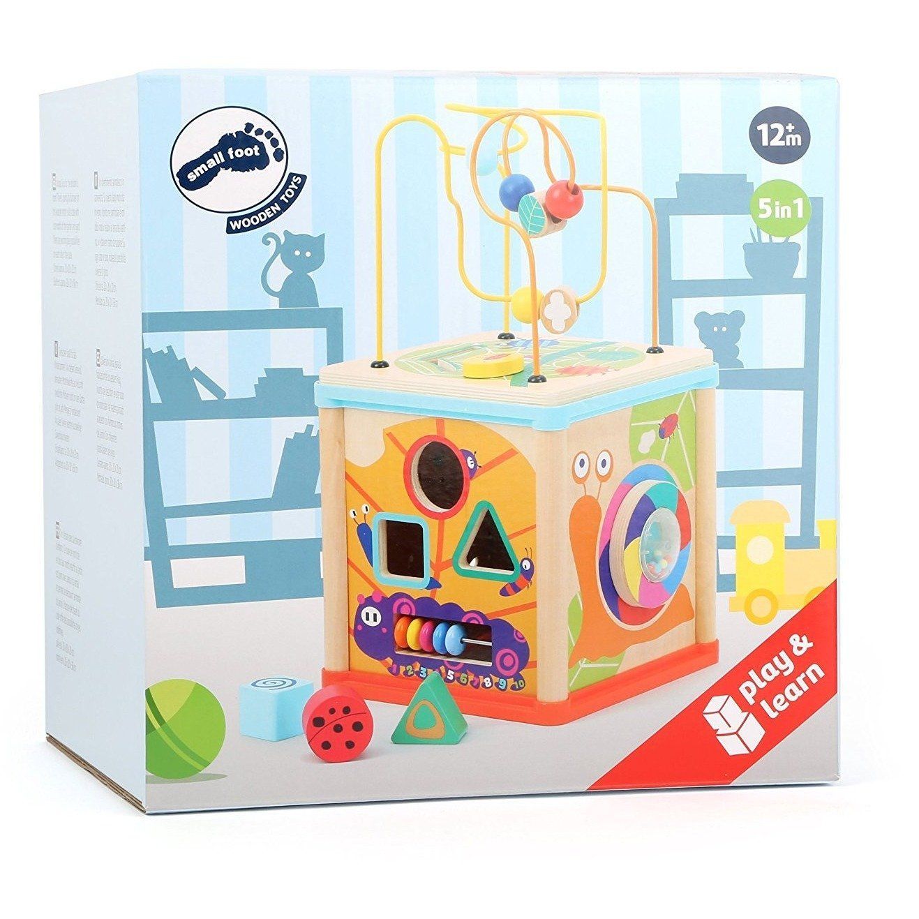 Small Foot Activity Cube with Multifunctional Playing Fun on Five Sides (de madeira) Anne Claire Baby Store