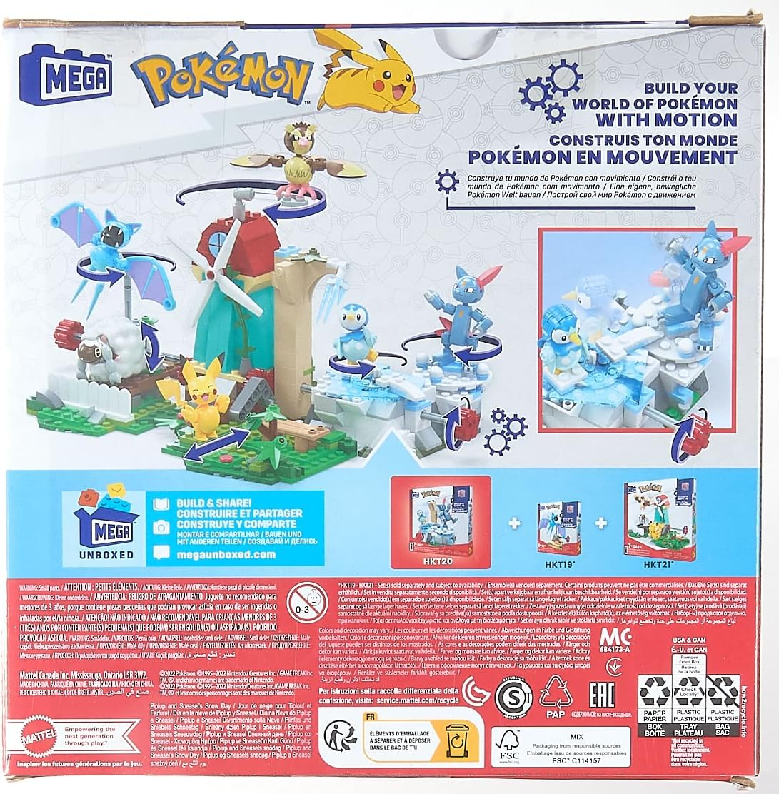 MEGA Pokémon Action Figure Building Toys, Piplup e Sneasel's Snow Day com 171 peças e movimento, 2 personagens articulados, para crianças, HKT20