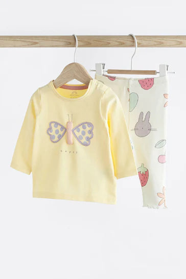 |BabyGirl| Conjunto De Top e Leggings Para Bebê - Yellow Butterfly