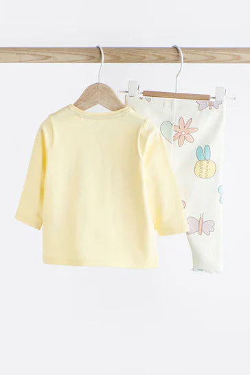 |BabyGirl| Conjunto De Top e Leggings Para Bebê - Yellow Butterfly