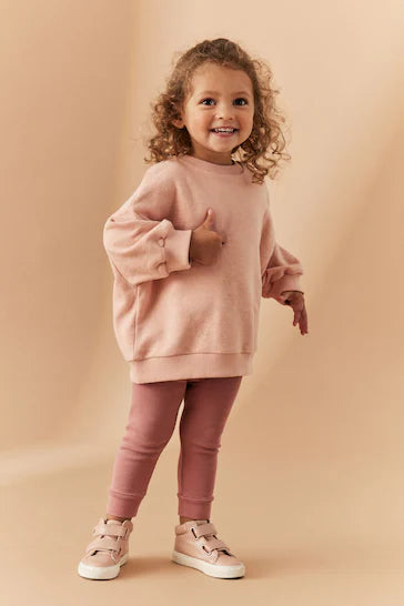 |Girl| Conjunto De Suéter e Leggings Com Ajuste Relaxado - Pink (3 meses a 7 anos)