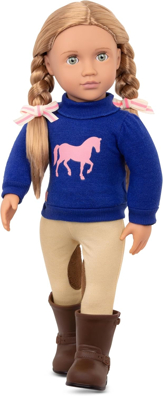 Boneca e Cavalo Elara e Lumina da Nossa Geração - Dupla de Boneca e Penteado de Potro de 18 polegadas, Cabelo Rosa, Brinquedo de Pentear Potro, Acessórios de Cabelo, Macacão Lilás, Para Crianças a partir dos 3 Anos