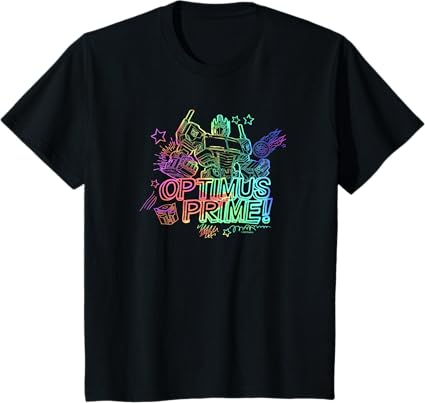 T-shirt Transformers Optimus Prime com contorno do arco-íris do orgulho