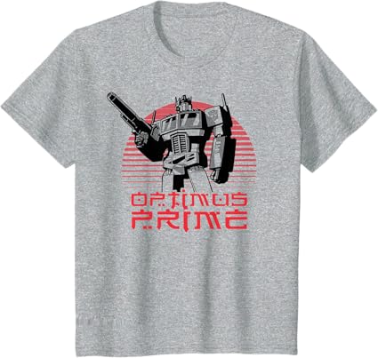 T-shirt Transformers Optimus Prime Retro Kanji Sunset Portrait