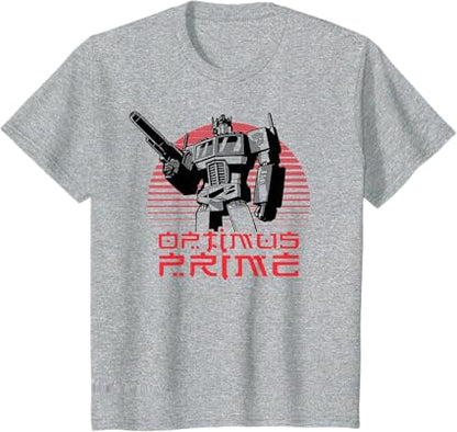 T-shirt Transformers Optimus Prime Retro Kanji Sunset Portrait