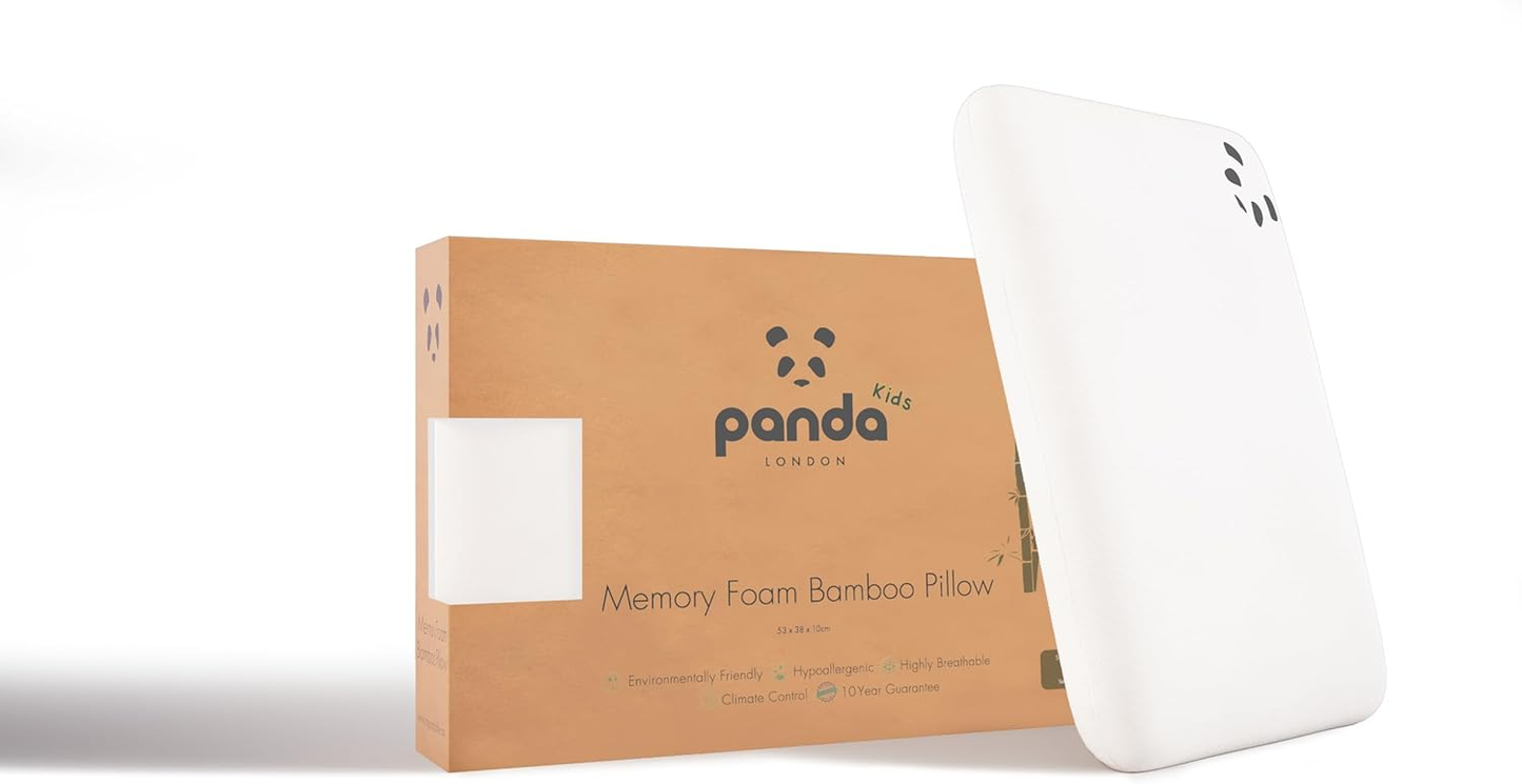 Almofada Panda para Crianças com Capa de Bambu - Suporte Médio-Firme, Teste de 30 Noites, Idades 2-4