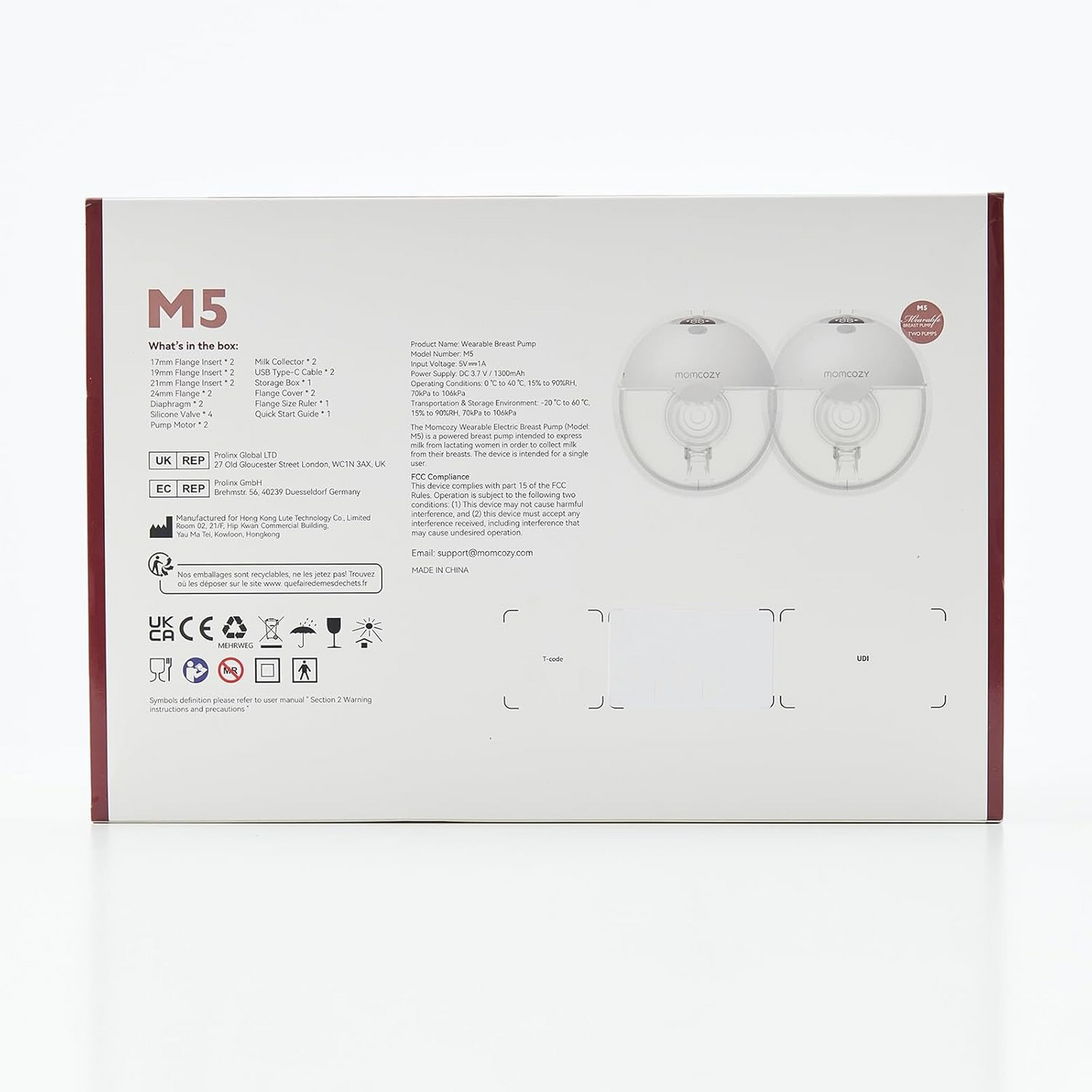 Bomba tira-leite Momcozy M5 Hands Free - 24 mm (2, azul royal)